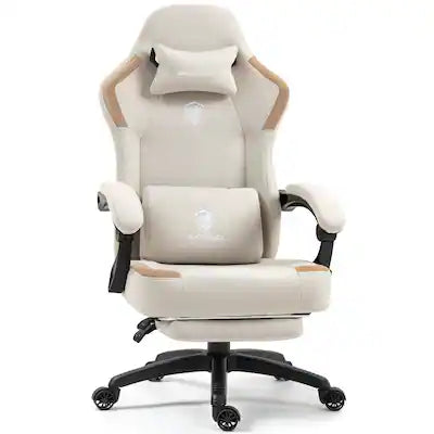 Dowinx - Fabric Gaming Chair Breathable with Pocket Spring Cushion, Ergonomic Computer Chair with Lumbar Support and Footrest