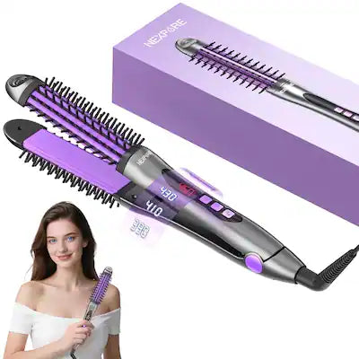 NEXPURE - 2 in 1 Curling Iron Hair Straightener Titanium Ceramic Curler Fast Heat Adjustable Temperature