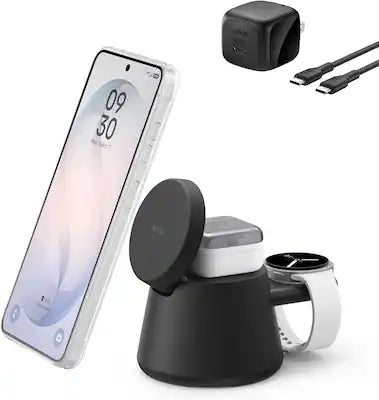 Belkin - 3-in-1 UltraCharge Modular Charging Dock with Qi2 25W for iPhone, Smartphone, Earbuds, Apple Watch, (PSU included)
