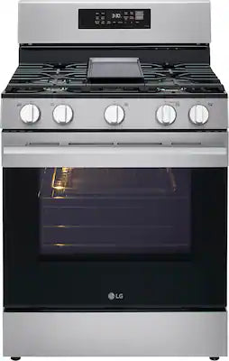 LG - 30-in Wide 6.3 Cu. Ft. Freestanding Gas True Convection Smart Range with 5 Burners, Air Fry and UltraHeat 20K Burner