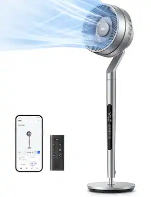 DREO - Pedestal Fan with Smart Control, 40-44" Adjustable Height, 120°+85° Omni-Directional Oscillating Fan, 100ft Airflow