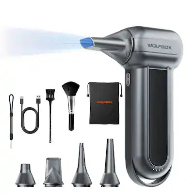 WOLFBOX - 150000 RPM Super Power Electric Air Duster, Cordless Compressed Air Duster Mini Blower for Keyboard, PC, Home Cleaning