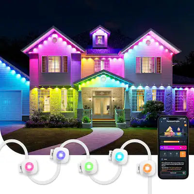 Linkind - Smart Permanent Outdoor Lights 100ft, RGBTW, IP67 Waterproof, Holiday & Daily Use
