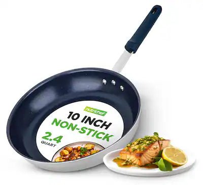 NutriChef - 10-Inch Medium Frying Pan, Nonstick Ceramic Skillet with Silicone Handle, Easy to Clean (NCFRYP10)