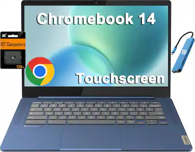 Lenovo - IdeaPad Slim 3 Chromebook Laptop - 14" Full HD Touchscreen Laptop - MediaTek Kompanio 520 - 4GB RAM - 64GB eMMC+128GB SD