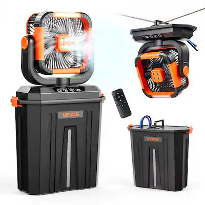 VEVOR - Misting Fan, 2400RPM Motor Camping Misting Fan, Mister Cooling Fans with 3.17 gal Water Tank, 20000mAh Battery