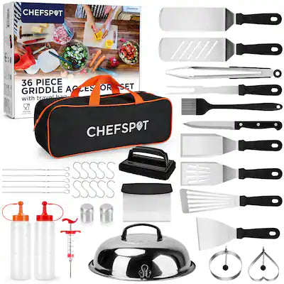 CHEFSPOT - 36PC Griddle Accessories Kit – Flat Top Grill Accessories Hibachi Spatula Set for Blackstone and other Griddles