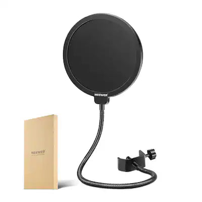 Neewer - Dual-Layer Pop Filter for Microphones - Universal Windscreen with Flexible Gooseneck for Blue Yeti & More