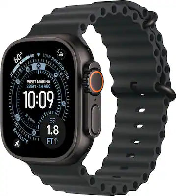 Apple - Watch Ultra 3 (GPS+Cellular) 49mm Titanium Case with Black Ocean Band