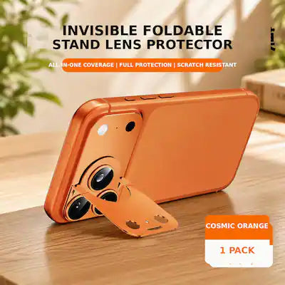 Dteck - Metal Camera Lens Protector for iPhone 17 Pro Max, Temepred Glass Lens Cover, Invisible Kickstand