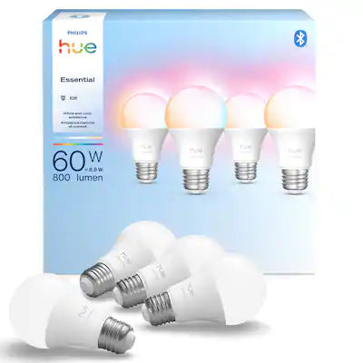 Philips - Hue Essential - 60W WCA A19 4Pk