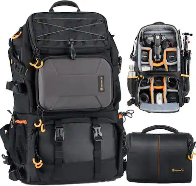 TARION - 27L Large Camera Backpack - 2 in 1 Professional Camera Bags with 15.6" Laptop Compartment & Raincover (PB01)