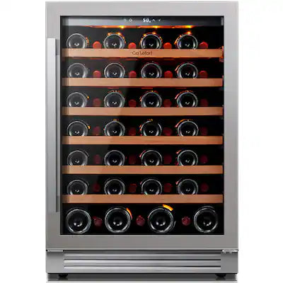 Ca'Lefort - 24 Inch Wine Fridge, 61-bottle Wine Refrigerator, 3 color LED Wine cooler,40-65°F, Built-in/freestanding ,For Home Bar