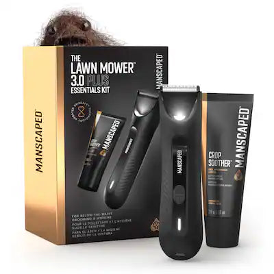 Manscaped - The Lawn Mower 3.0 Plus Essentials Kit, SkinSafe Rechargeable Wet/Dry Groin and Body Hair Trimmer, Grooming Gift Set