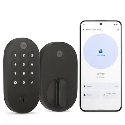 Yale - Smart Lock with Matter, Designed for Google Home; Electronic Deadbolt with Pushbutton Keypad
