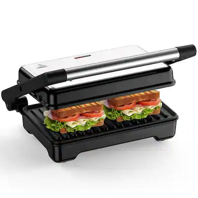 YASHE - Panini Press Grill , 2-Slice Non-Stick, 180° Open