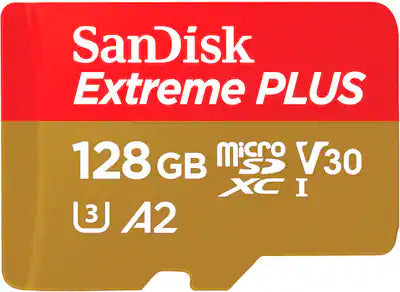 SANDISK - 128GB Extreme PLUS microSDXC UHS-I Memory Card with Adapter, R/W up to 250/120MB/s