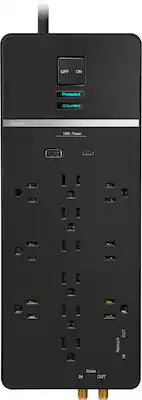 Rocketfish™ - 12-Outlet Strip/1-USB-C/1-USB 4,680 Joules Surge Protector