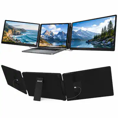 INVZI - MagHub Dual 15.6" Laptop Screen Extender - Triple Screen Portable Monitor with Dual FHD IPS Displays, USB-C & HDMI