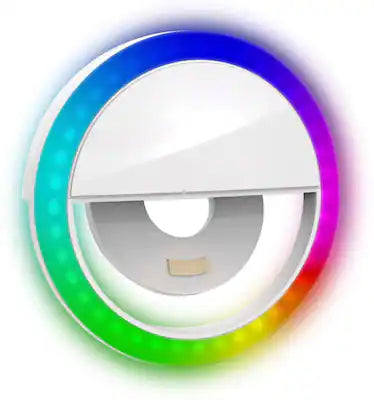 Bower - Clip-on LED Selfie Light with Built-in Rechargeable Battery and Multicolor Lighting Effects