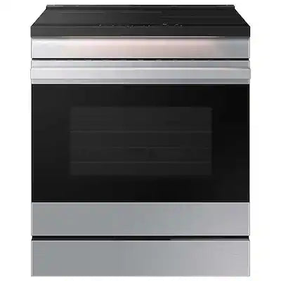 Samsung - 30 in. Wide 4 Burner Bespoke 6.3 Cu. Ft. Slide-In Electric Induction Range with Ambient Edge Lighting