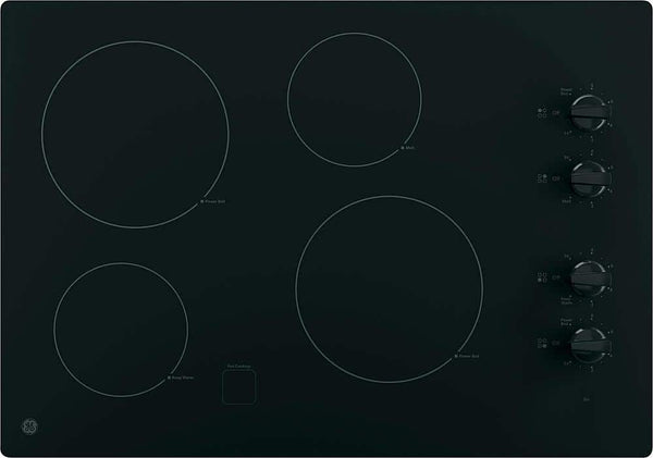 GE - 30 in. Wide 4 Element Built-In Electric Cooktop with Power Boil - Black
