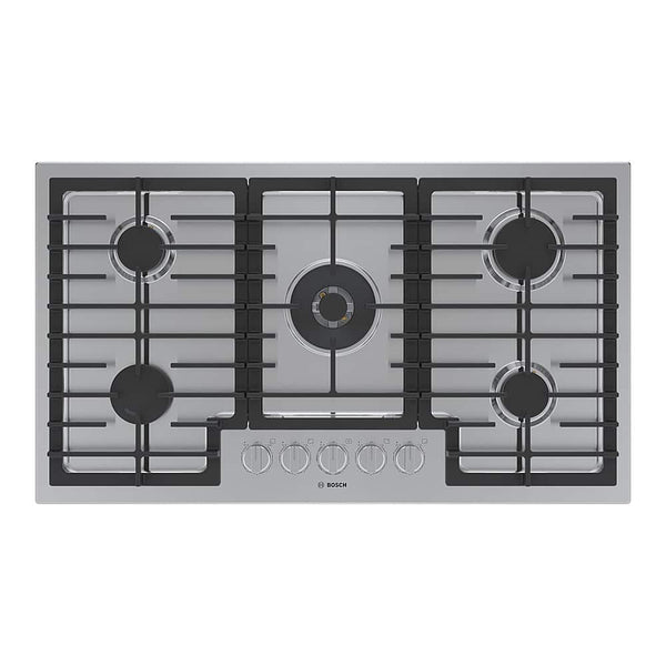 Bosch - 800 Series 36" Built-In Gas Cooktop with 5 Burners, FlameSelect, and LP Conversion - Stainless Steel