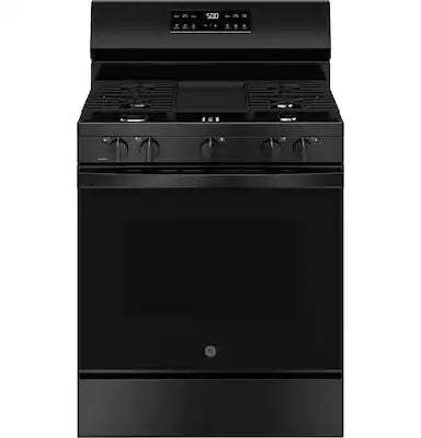 GE - 30 in. Wide 5 Burners 5.3 Cu. Ft. Freestanding Gas Range with Self-Clean and Steam Cleaning Option and Crisp Mode