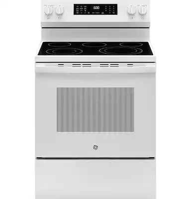 GE - 30 in. Wide 5 Elements 5.3 Cu. Ft. Freestanding Electric Convection Range with Steam Cleaning and EasyWash Tray