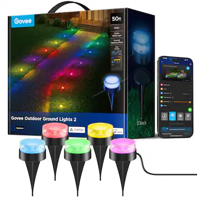 Govee - 49.2ft Outdoor Ground Lights 2, 63 Scene Modes, Music Sync, IP67 Waterproof