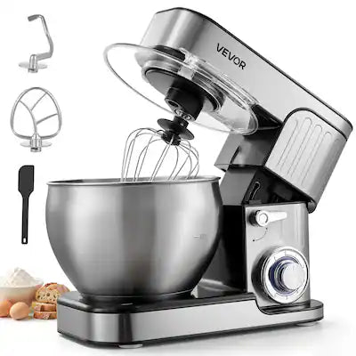 VEVOR - 7.4 Qt Tilt Head Stand Mixer 500W Electric Dough Mixer, 6 Speeds with Pulse Food Kitchen Mixer with Stainless Steel Bowl