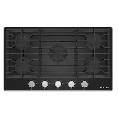 KitchenAid - 36 in. Wide 5 burners Built-In Gas Cooktop with Dishwasher-Safe Grates and Knobs