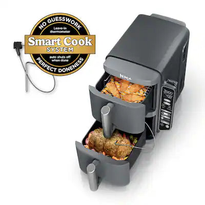 Ninja - Smart DoubleStack XL 2-Basket Air Fryer with Leave-in Thermometer, 10 QT, 6-in-1 Smart Cook System, Space Saving Design