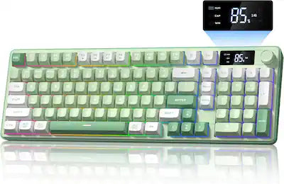 Womier - DK98 PRO 98% Gaming Keyboard,Wireless Membrane Creamy Keyboard with Media Knob & Screen