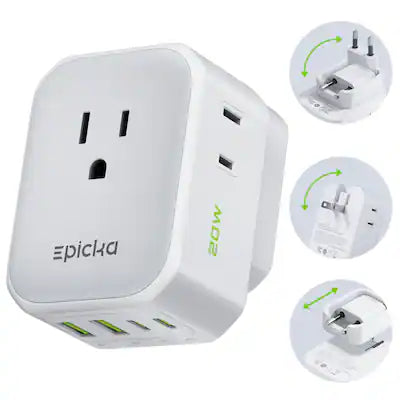 Epicka - Hybrid International Power Adapter for US to Europe & England, 8-IN-1 Travel Plug Adapter, Travel Dorm Essentials