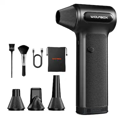 WOLFBOX - Electric Air Duster with Removable Battery, Cordless Compressed Air Duster, Multi-Nozzle Cleaner for PC, Car & Home