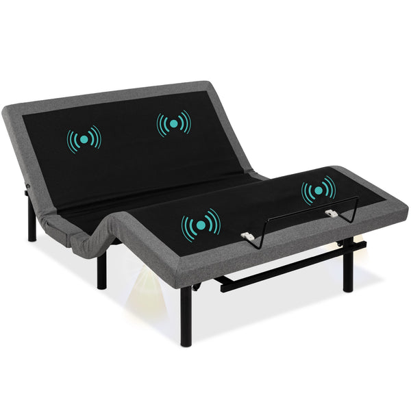 Best Choice Products - Queen Size Adjustable Bed Base for Stress Management with Massage, Remote Control, USB Ports - Gray