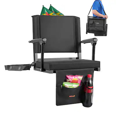 VEVOR - Stadium Seat, Portable Bleacher Seat with Armrest, Back Support and Thick Cushion, Bench Chair for Bleacher