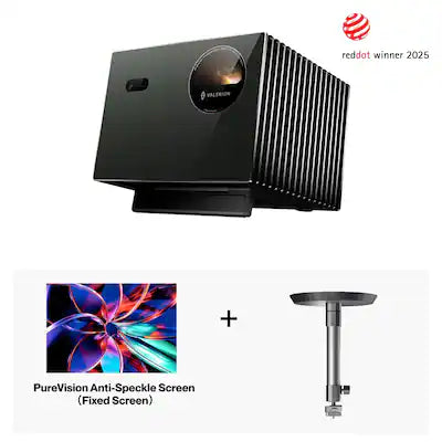 Valerion - VisionMaster Pro2 4K Triple Laser Projectorwith 120" PureVision Anti-Speckle Screen (Fixed Frame)& Ceiling Mount