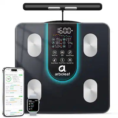 Arboleaf - Smart Body Scale, 8-Electrode Dual-Frequency BIA, Segmental Analyzer, 7-in-1 Display, 50+ Metrics in App