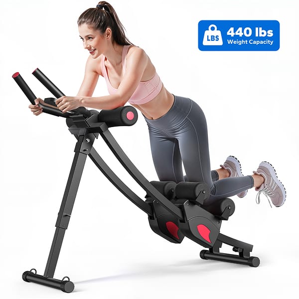 MERACH - Ab Machine Foldable Ab Equipment for Full Body Workout Home Exercise Ergonomic Arc Track for Better Abs - Black