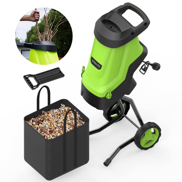 Steelite - 15-Amp Electric Wood Chipper Shredder with 12-Gallon Collection Bag