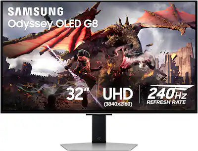 Samsung - 32" Odyssey OLED G8 (G80SD) 4K UHD 240Hz 0.03ms Smart Gaming Monitor with HDR