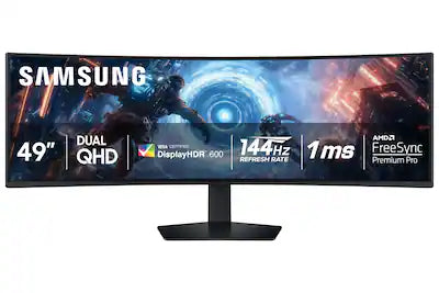 Samsung - 49" Odyssey G9 G91F 1000R Curved Dual QHD 144Hz 1ms AMD FreeSync Premium Pro Gaming Monitor with HDR600 (HDMI x2,DP,USB)