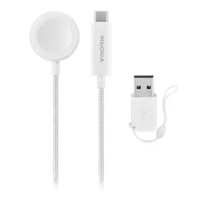 Insignia™ - 4 ft. Apple Watch Magnetic Charging Cable to USB-C Braided Cable with USB Adapter