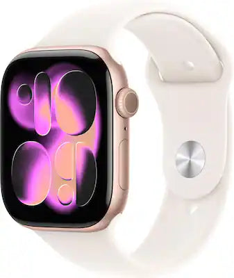 Apple - Watch Series 11 (GPS) 46mm Rose Gold Aluminum Case with Light Blush Sport Band - M/L