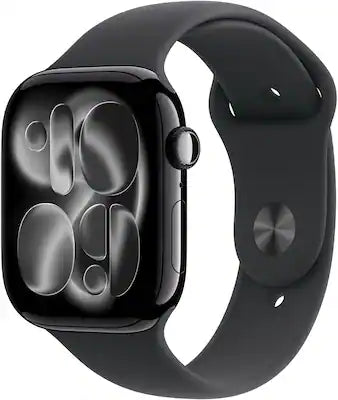 Apple - Watch Series 11 (GPS+Cellular) 46mm Aluminum Case with Black Sport Band - S/M