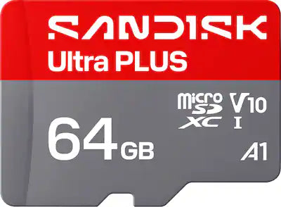 SANDISK - 64GB Ultra PLUS microSDXC UHS-I Memory Card, Read Speeds Up to 150MB/s, Full HD Video