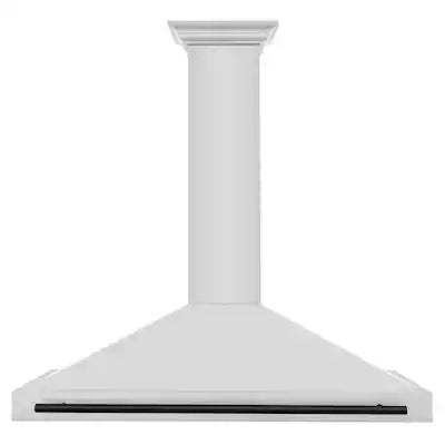 ZLINE - Autograph Edition 48 in. Convertible Satin Stainless Steel Wall Mount Range Hood with Matte Black Handle