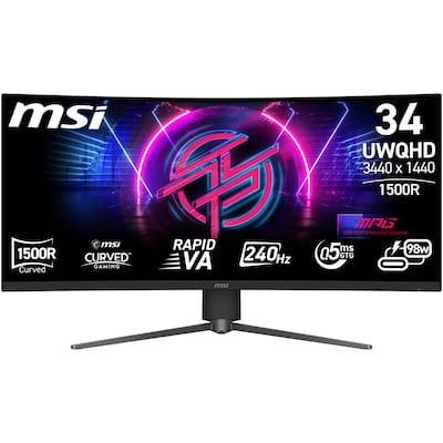 MSI - MPG 346CQRF X24 34" UWQHD Curved Rapid VA 240Hz 0.5ms Gaming Monitor with Adaptive Sync and HDR 400 (HDMI, DisplayPort)